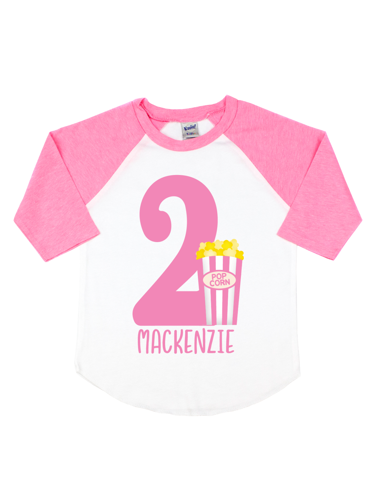 Pink & White Popcorn Raglan Shirt - Personalized