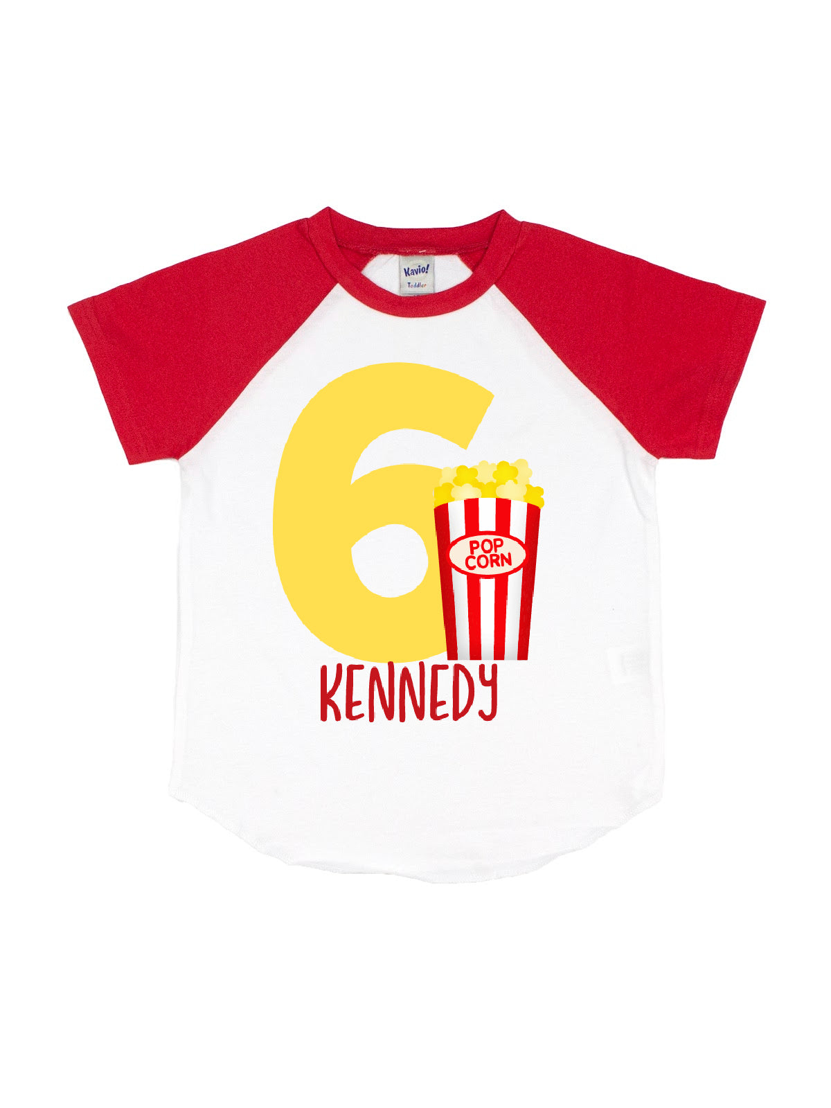 Red & White Popcorn Raglan Shirt - Personalized