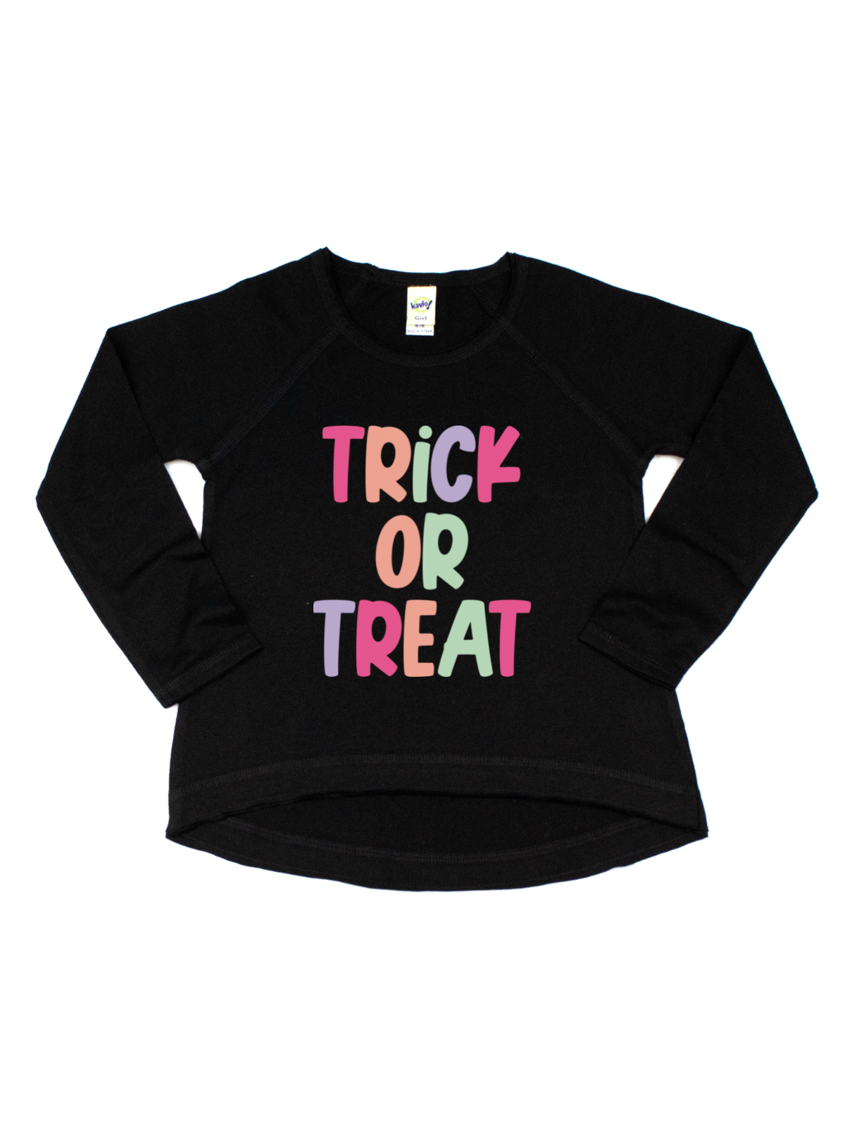 Trick or Treat Girls Long Sleeve Shirt - White & Black