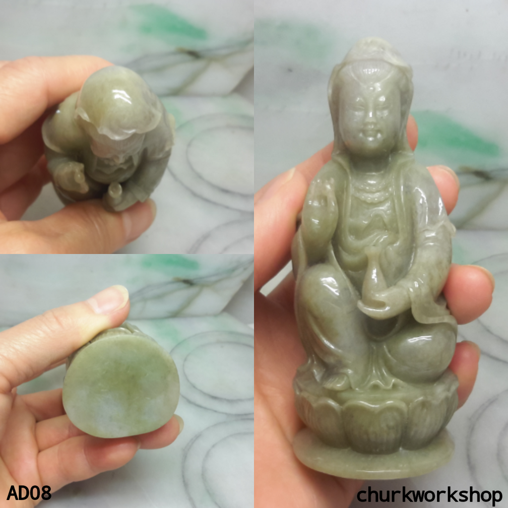 Grayish lavender mix green jade lady Buddha statue – Churk Work Shop