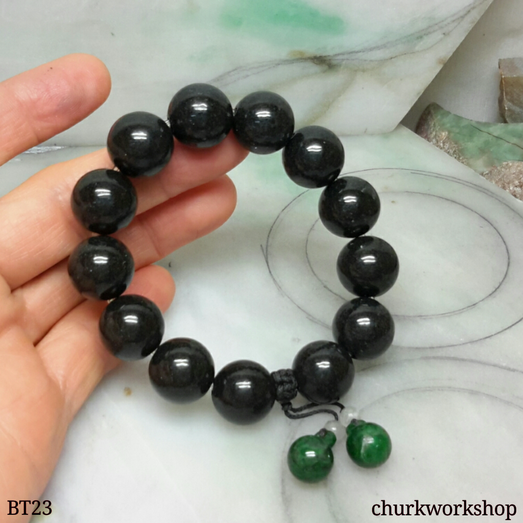 Black beads jade bracelet – Churk Work Shop