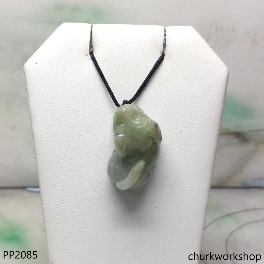 Light green jade dog pendant