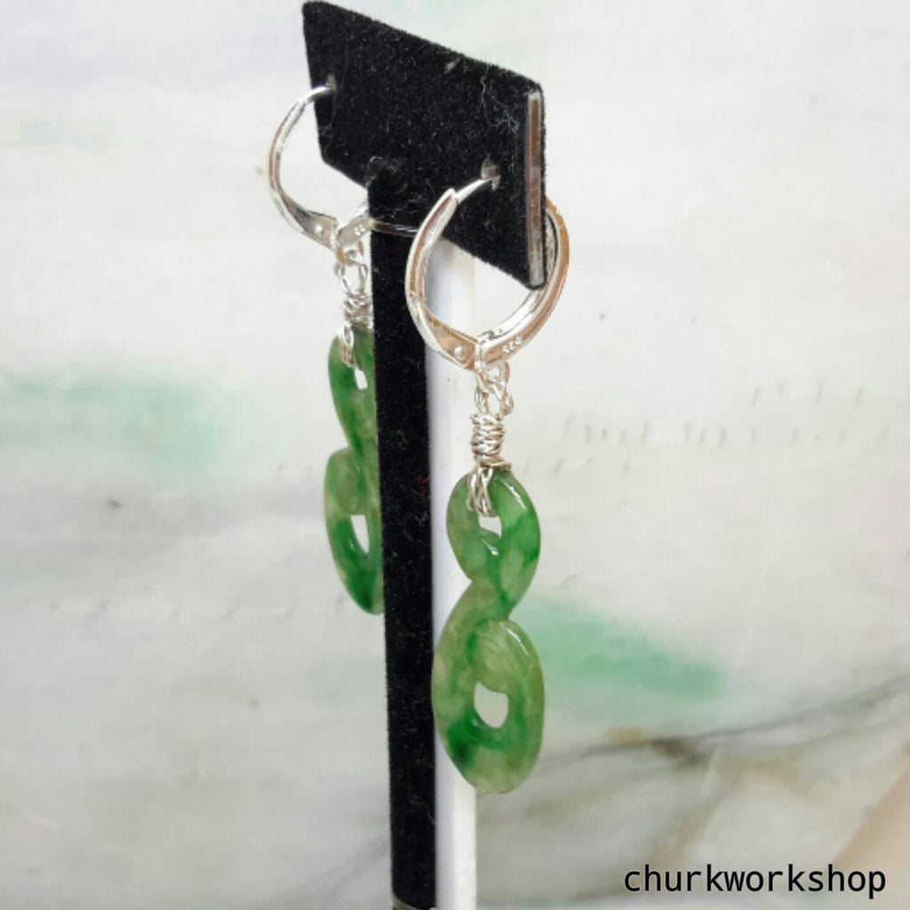 Dangling jade earrings, green jade earrings, silver jade earrings ...