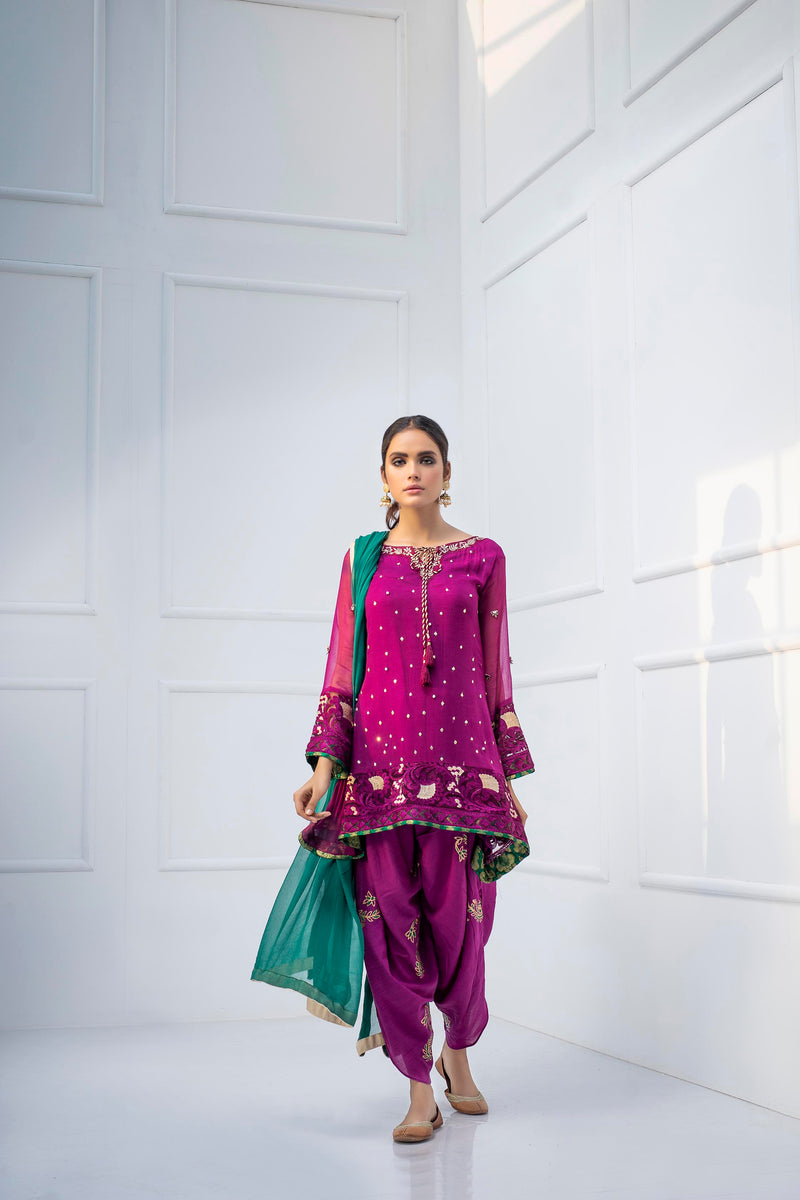 Luxury Pret, Pakistani Fashion Designer MULBERRY PURPLE - Phatyma Khan   