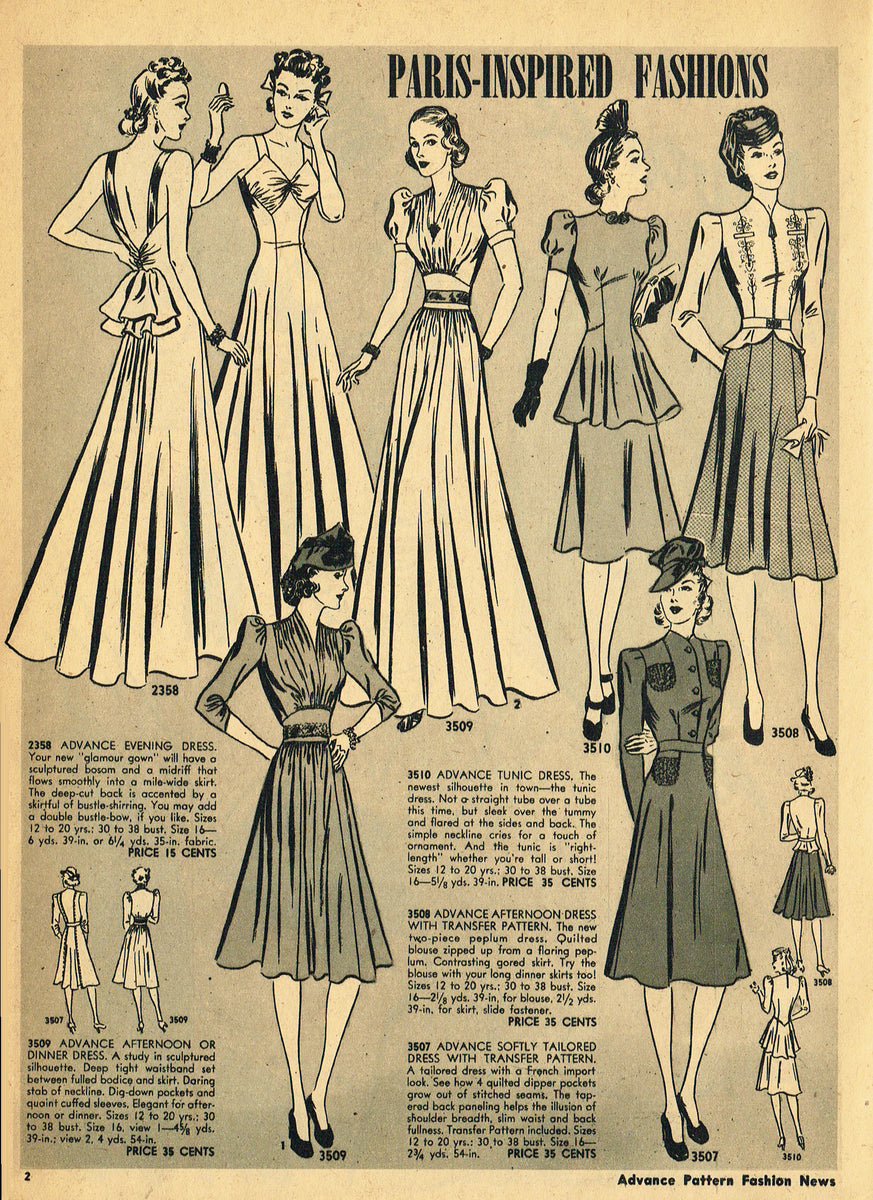 Digital Download Advance Fashion News Nov 1939 Sewing Pattern Catalog ...