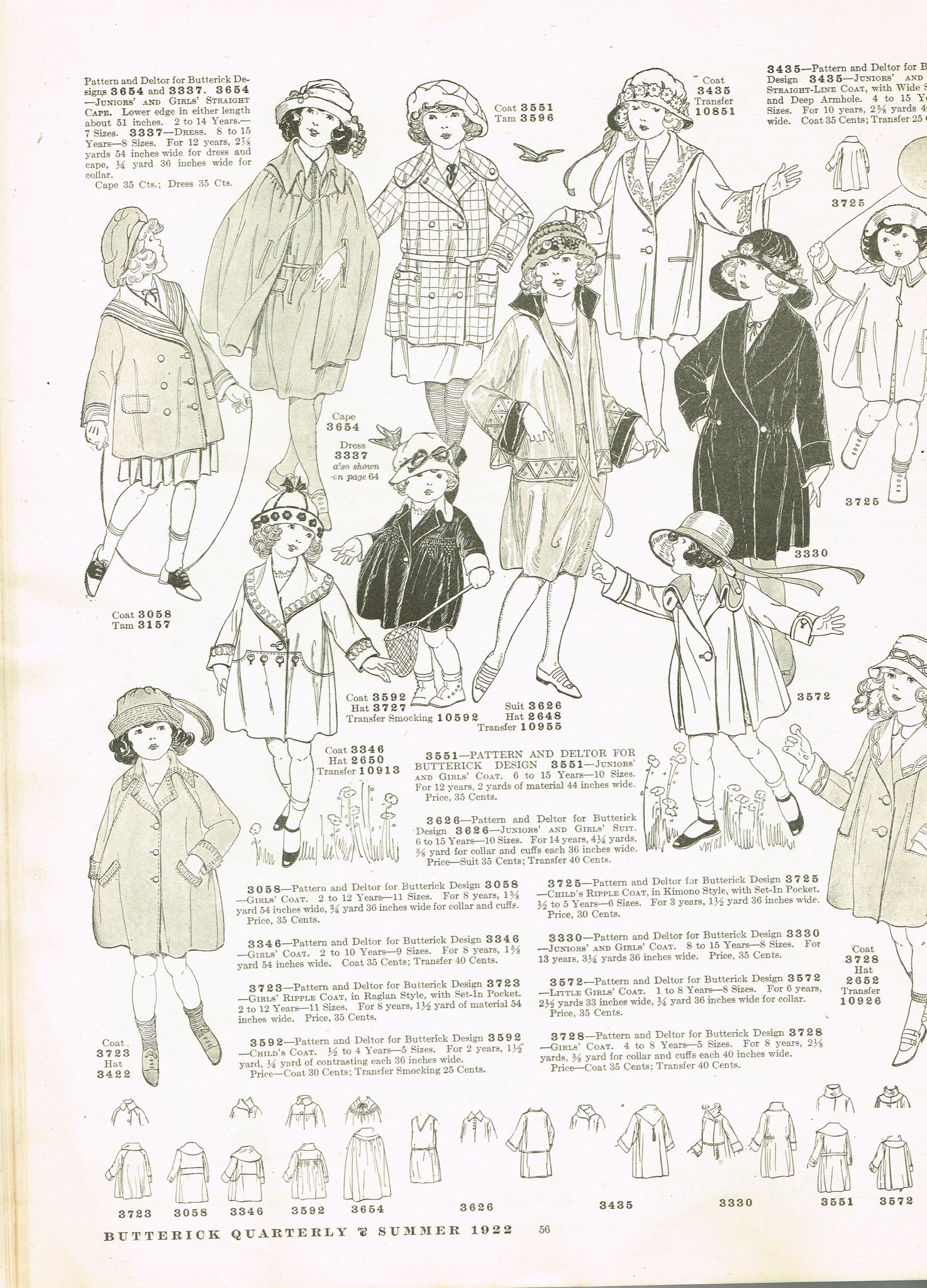 Butterick 3592: 1920s Toddler Girls Coat Size 1 Vintage Sewing Pattern ...