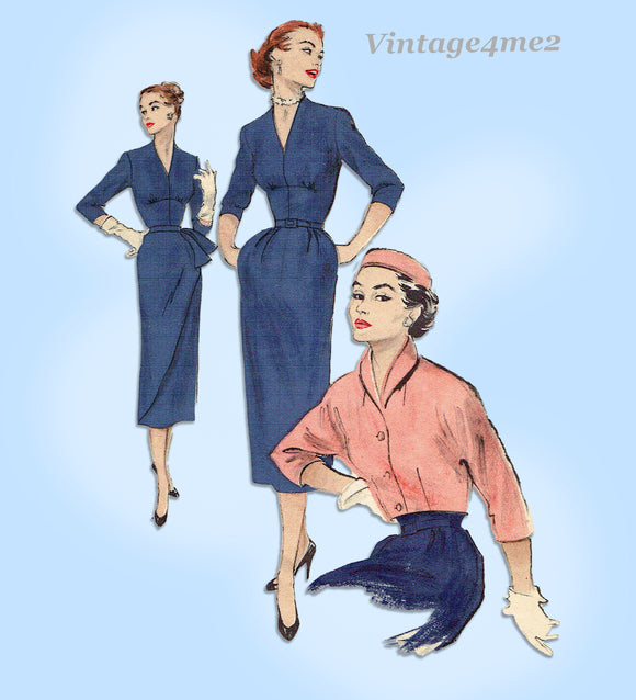 Butterick 6528: 1950s Uncut Misses Cocktail Dress Sz 34 B Vintage Sewi ...