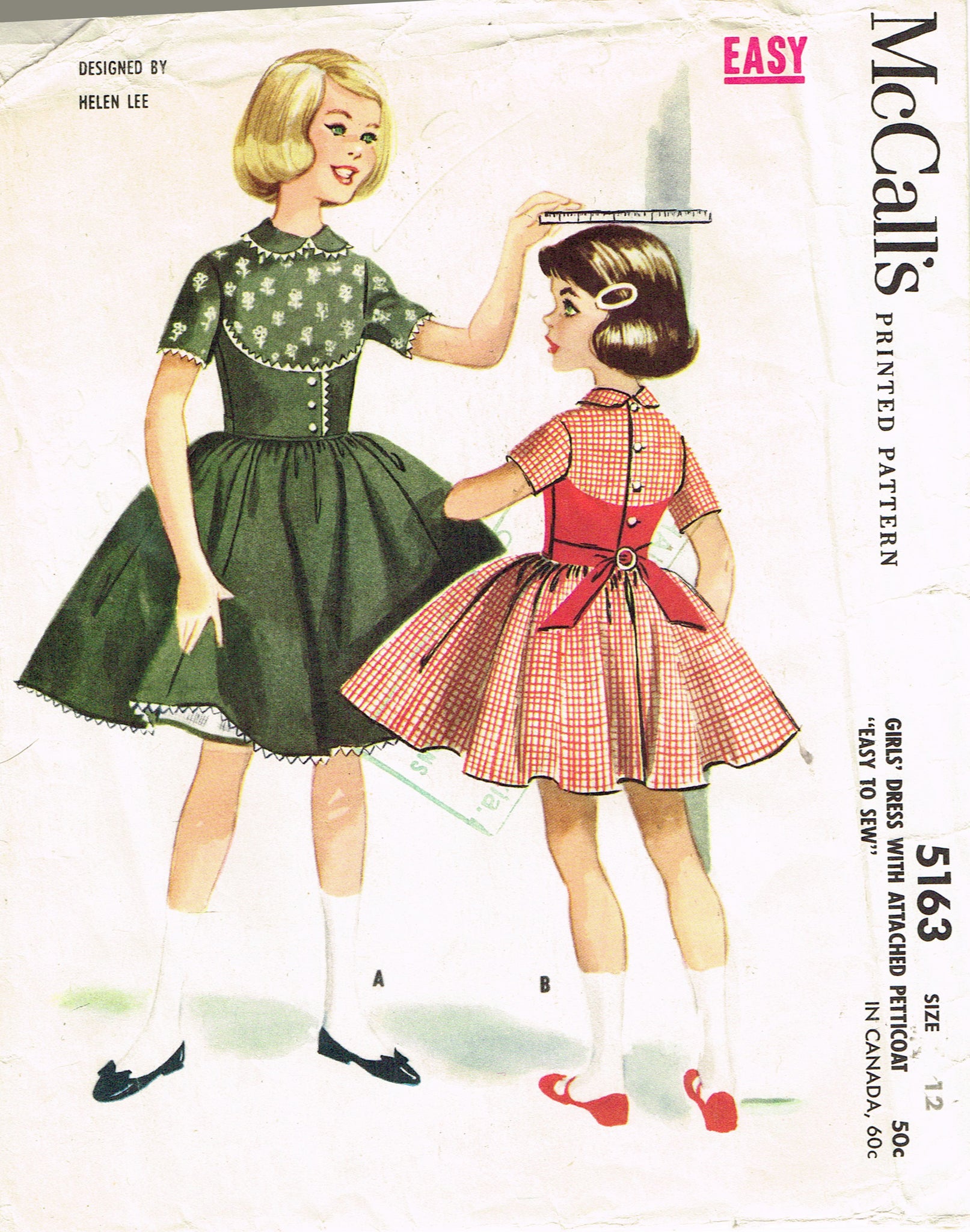 1950s Vintage McCalls Sewing Pattern 5163 Girls Helen Lee Dress Sz 12 ...