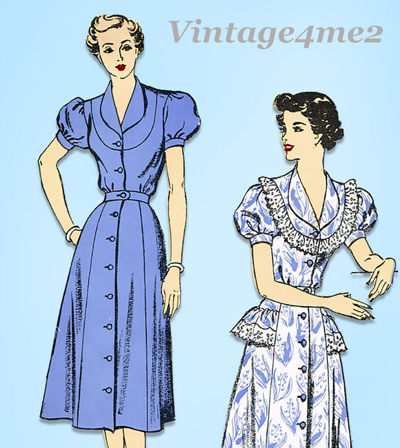1950s Vintage New York Sewing Pattern 1157 Easy Uncut Misses Dress 34B ...