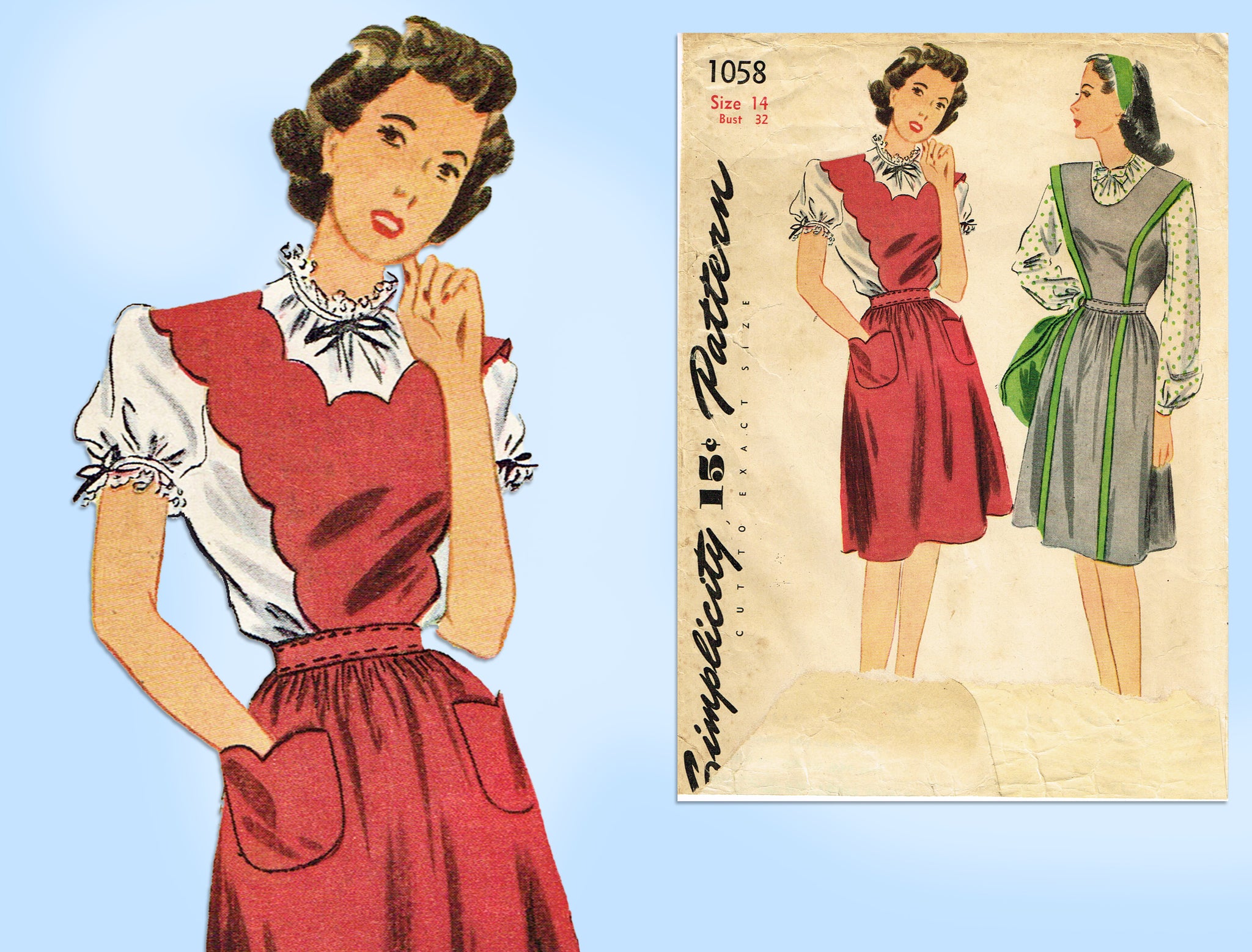 Simplicity 1058: 1940s Mother Daughter Dress Vintage Sewing Pattern ...