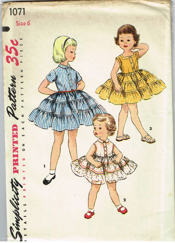 1950s Vintage Toddler Girls Dress Uncut 1955 Simplicity Sewing Pattern ...