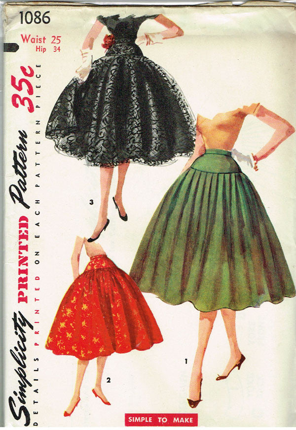 1950s Vintage Misses Simple Skirt Uncut 1955 Simplicity Sewing Pattern ...