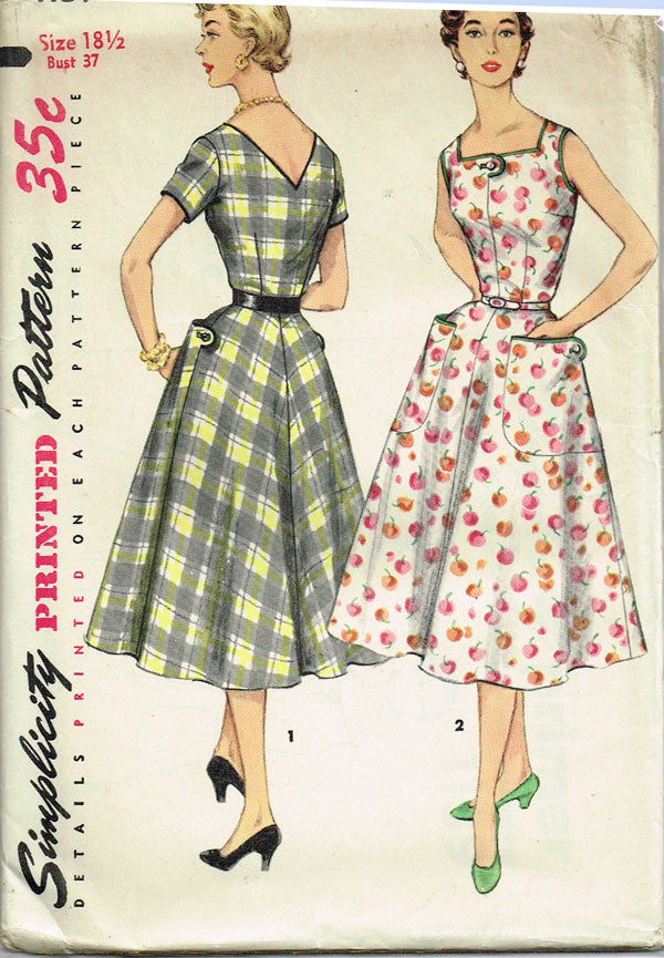 1950s Vintage Simplicity Sewing Pattern 1139 Uncut Misses' Day Dress S ...
