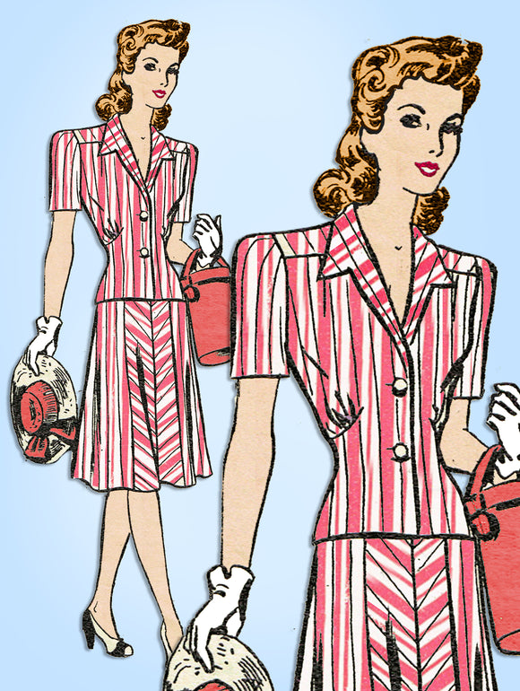 Anne Adams 4320: 1940s Misses WWII Suit Sz 34 B Vintage Sewing Pattern ...