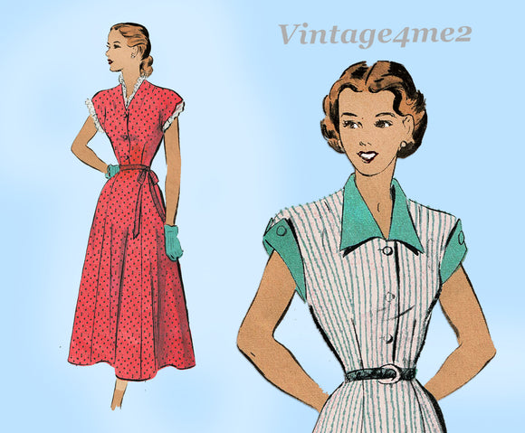 Advance 4894: 1940s Stunning Misses Street Dress Sz 36 B Vintage Sewing Pattern
