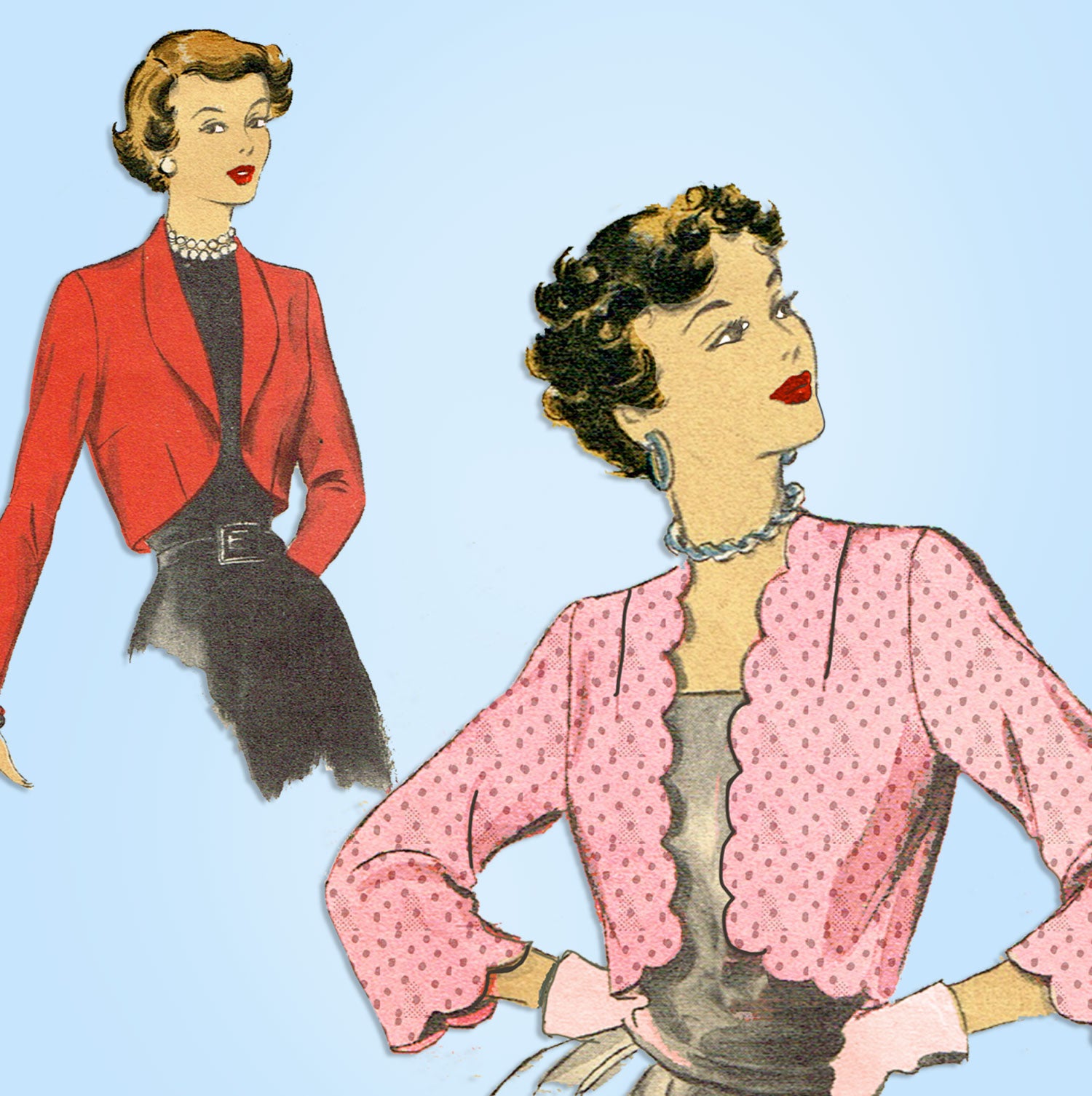 1940s Vintage Advance Sewing Pattern 4897 Misses Bolero Jacket Size 16 ...