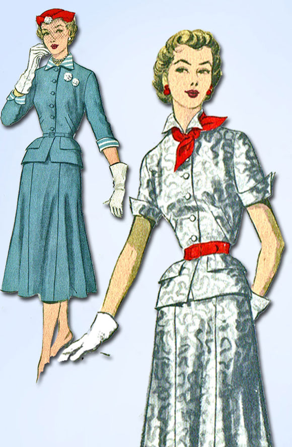 1950s Vintage Advance Sewing Pattern 6004 Uncut Designer 2 Pc Dress Si ...