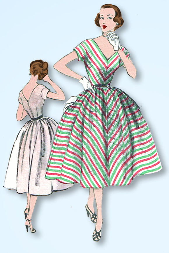 1950s Vintage Advance Sewing Pattern 6160 Designer Anne Fogarty Easy Dress 31 B