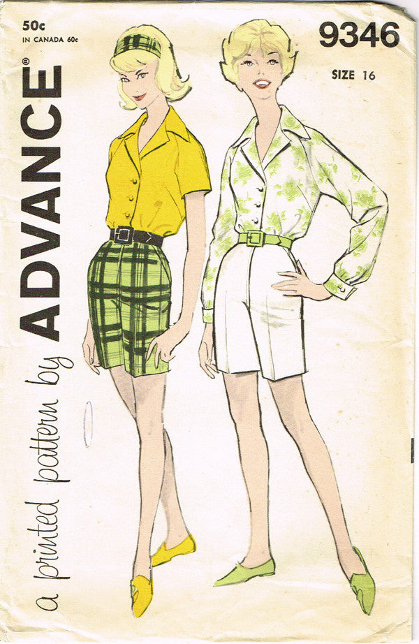 1960s Vintage Advance Sewing Pattern 9346 Uncut Misses Shorts & Blouse ...