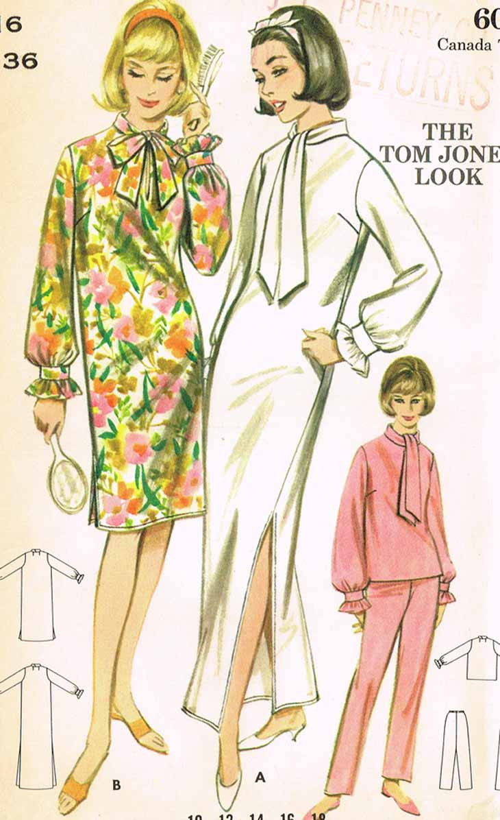 1960s Vintage Butterick Sewing Pattern 3257 Uncut Misses Nightgown 36B ...