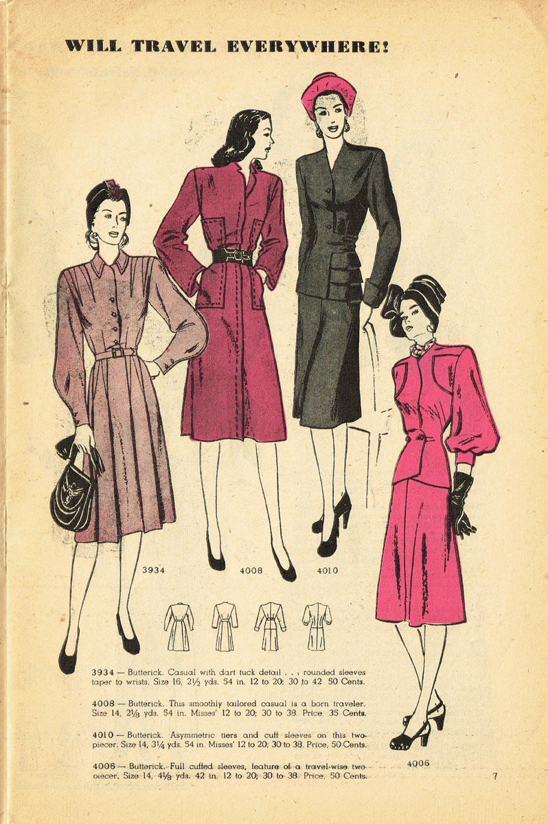 Digital Download Butterick Fashion Flyer December 1946 Small Sewing Pa ...