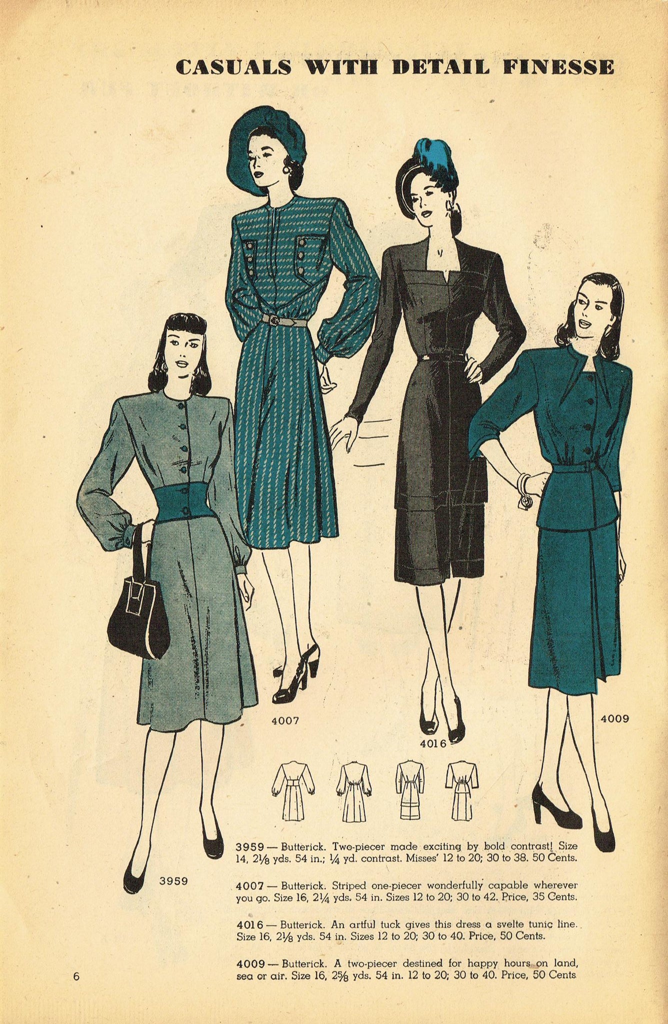 Digital Download Butterick Fashion Flyer December 1946 Small Sewing Pa ...