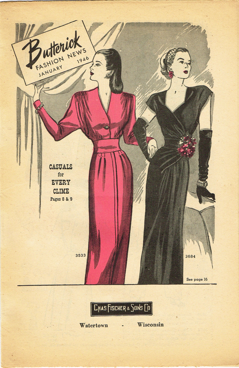 Digital Download Butterick Fashion Flyer January 1946 Small Sewing Pat ...