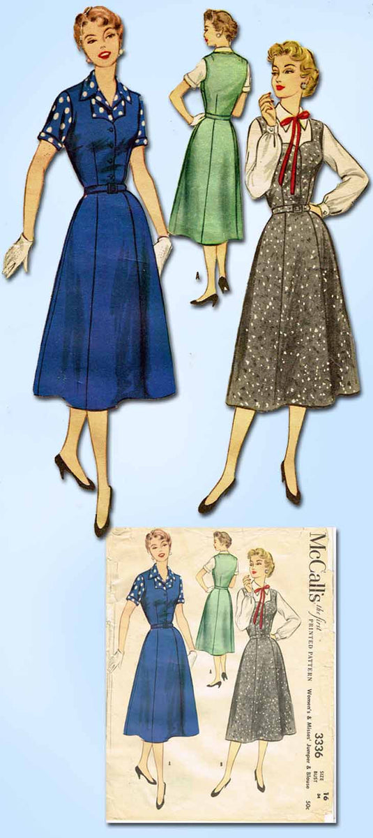 1950s Vintage McCalls Sewing Pattern 3336 Uncut Misses Jumper Dress Si ...