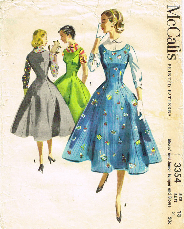 1950s Vintage McCalls Sewing Pattern 3354 Misses Jumper or Dress 31B ...