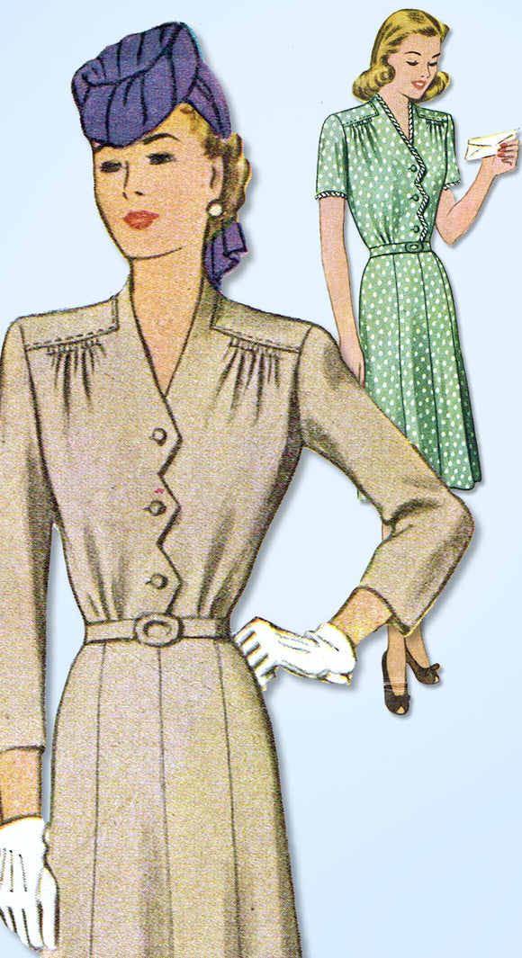 1940s Vintage McCall Sewing Pattern 5638 Misses WWII Shirtwaist Dress ...
