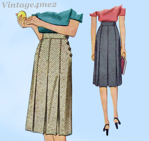 1940s Vintage McCall Sewing Pattern 5750 Misses WWII Pleated Skirt Sz ...