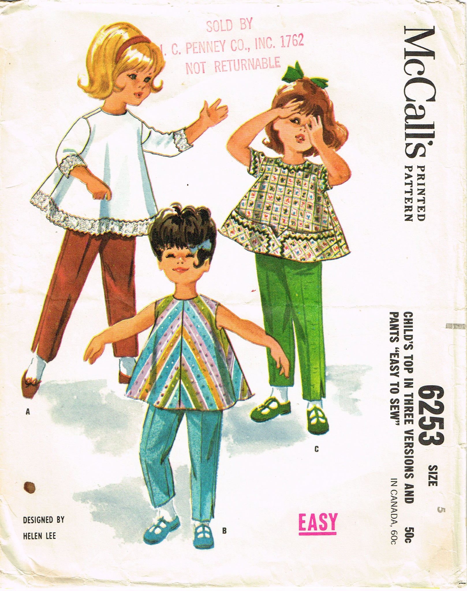 1960s McCalls Sewing Pattern 6253 Helen Lee Toddler Girls Play Set Sz5 ...