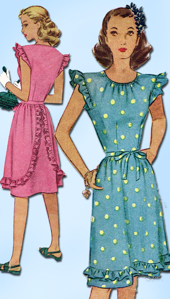 1940s Vintage McCall Sewing Pattern 6397 Junior Misses Sun Dress Size ...