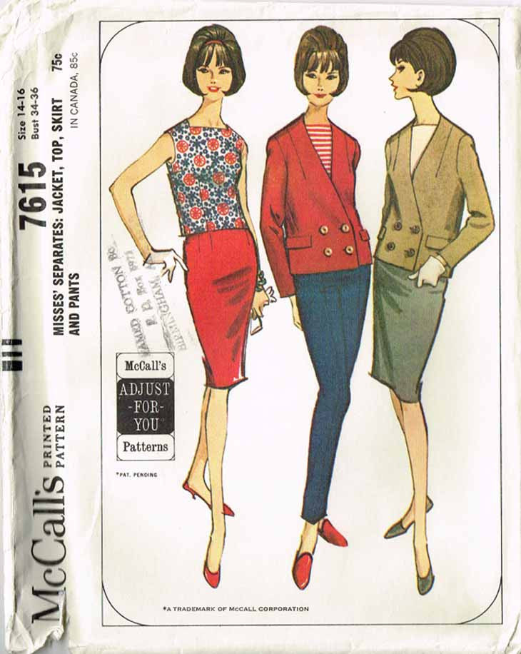 1960s Original Vintage McCalls Pattern 7615 Uncut Misses Suit Ensemble ...