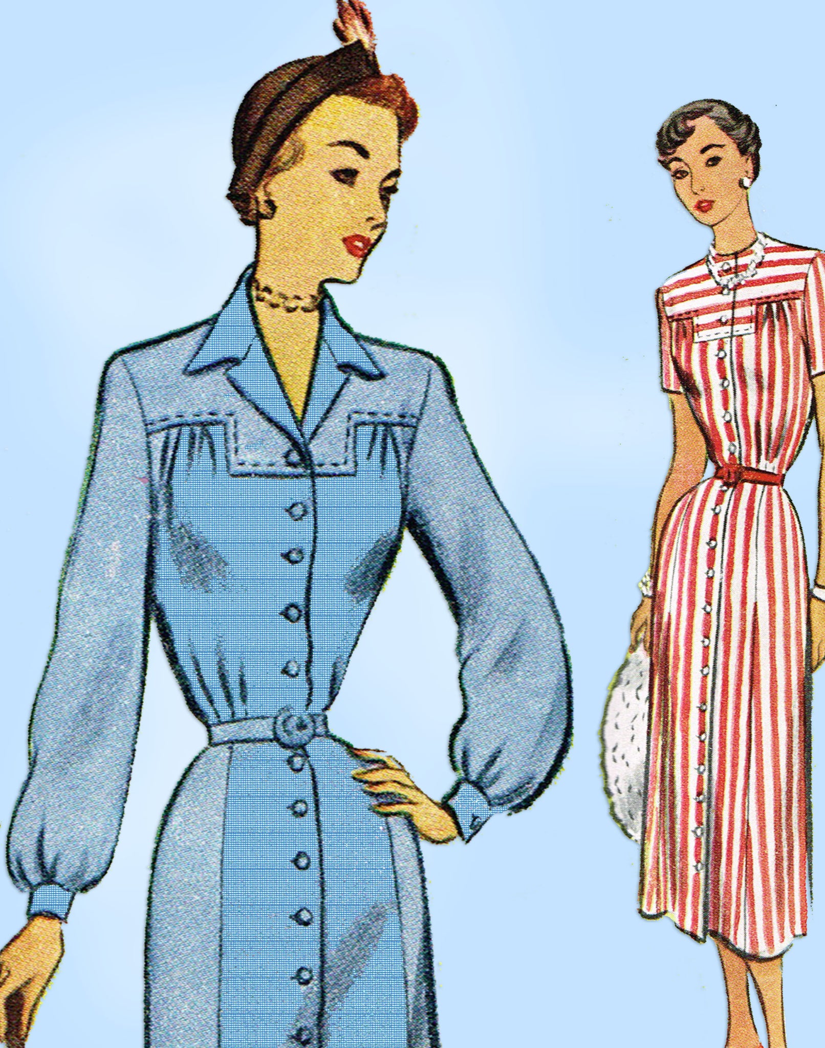 1940s Vintage McCall Sewing Pattern 7915 Charming Misses Street Dress ...