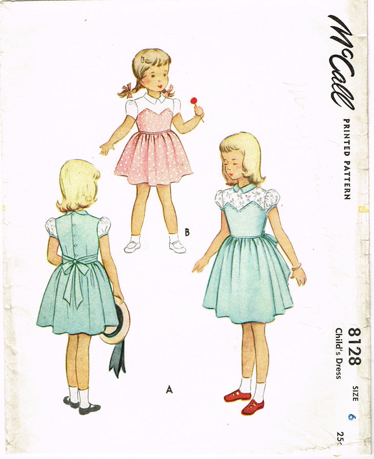 1950s Vintage McCalls Sewing Pattern 8128 Toddler Girls Dress w Shaped ...