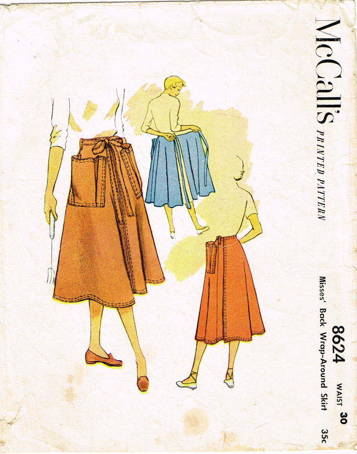 1950s Vintage McCalls Sewing Pattern 8624 Plus Size Wrap Around Skirt ...