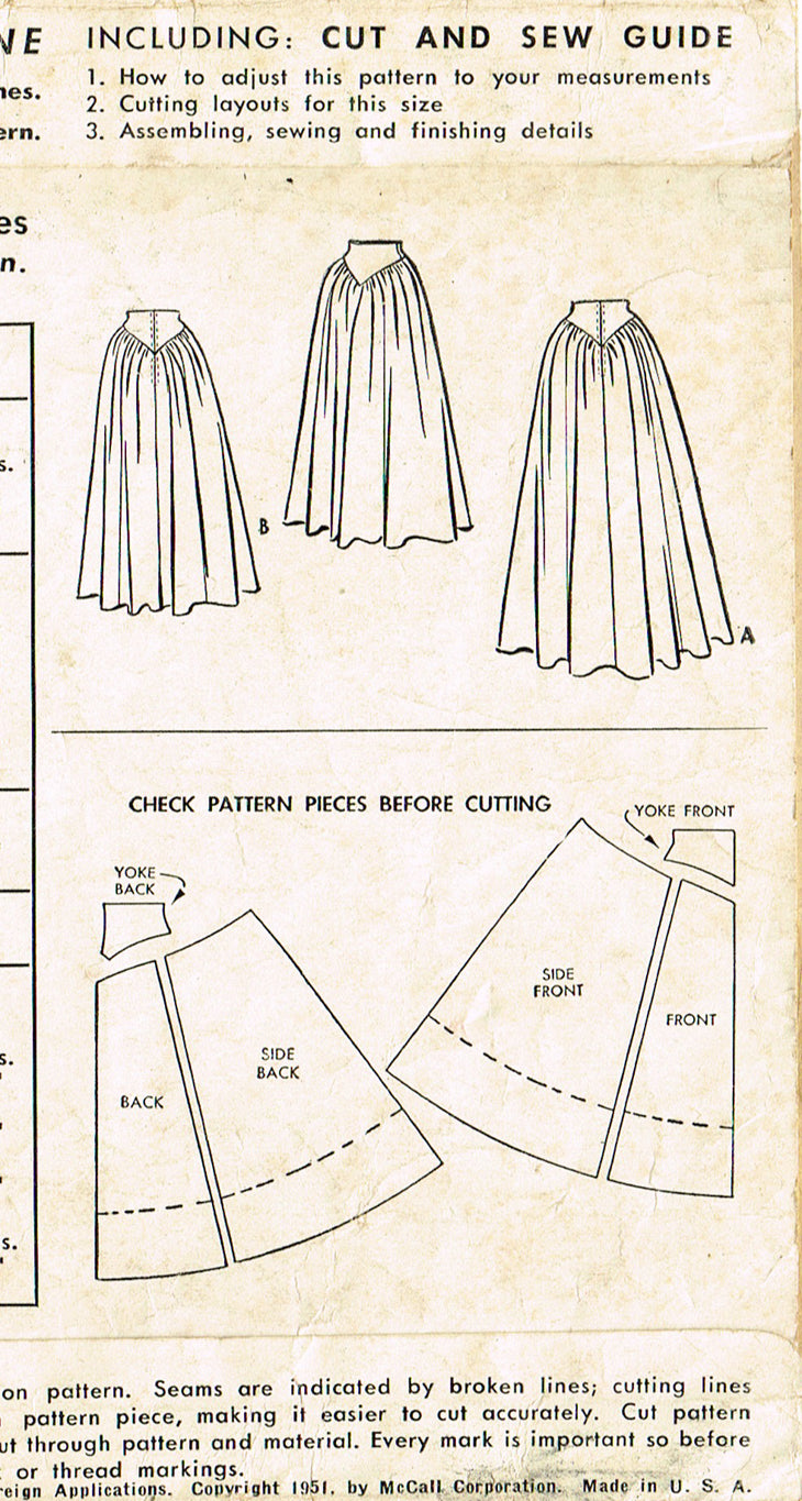 1950s Vintage Mccalls Sewing Pattern 8738 Rare Evening Skirt Sz 26