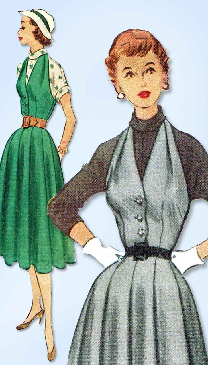 1950s Vintage McCalls Sewing Pattern 9104 Uncut Misses Halter Dress Si ...