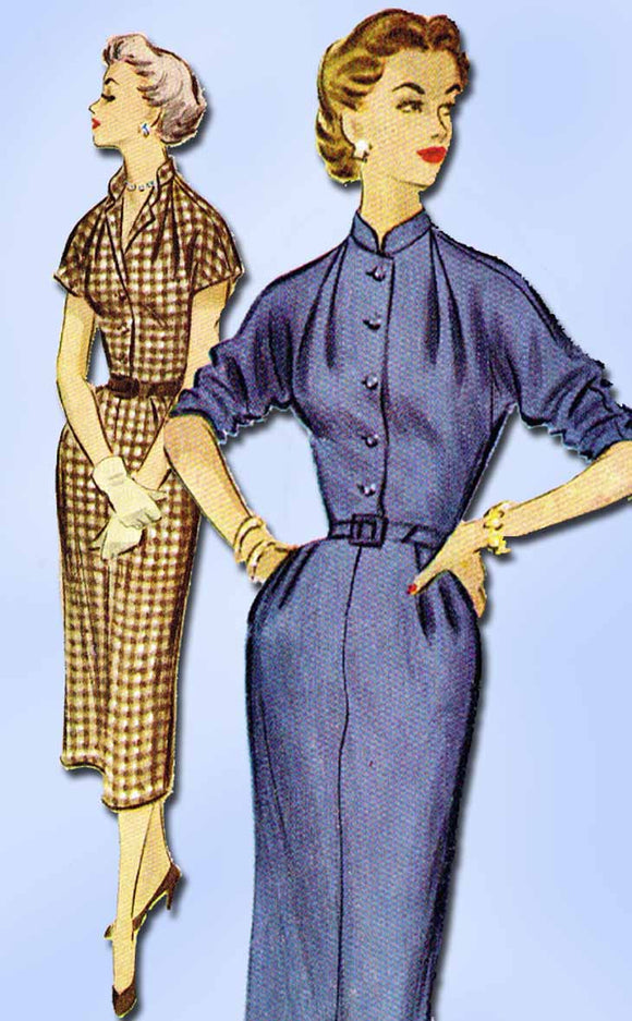 1950s Vintage McCalls Sewing Pattern 9536 Misses Dress w Kimono Sleeve ...