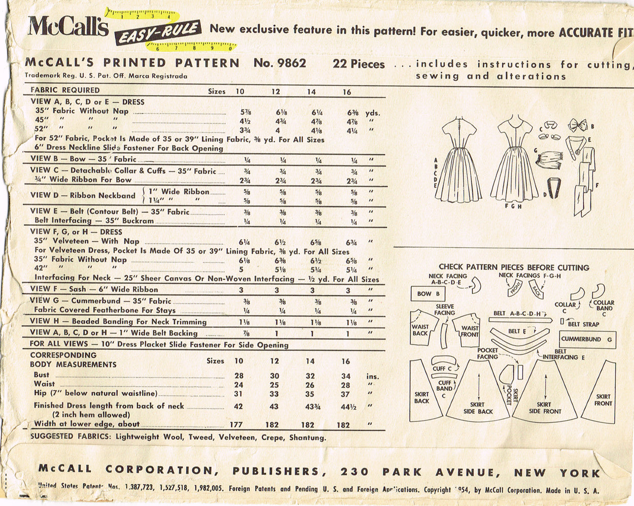 1950s Vintage McCalls Sewing Pattern 9862 Teen Girls Accessory Dress ...