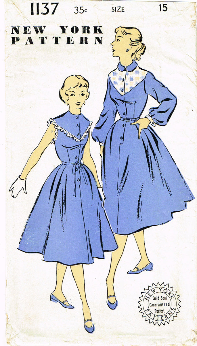 1950s Vintage New York Sewing Pattern 1137 Uncut Misses Shirtwaist Dre ...