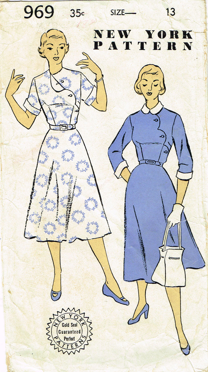 New York 969: 1950s Misses Uncut Dress Sz 31 B Vintage Sewing Pattern ...