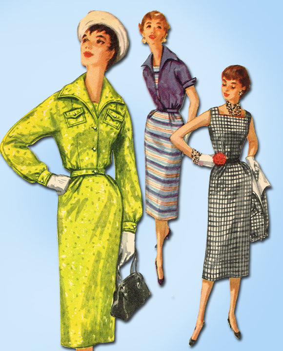 1950s Vintage Simplicity Sewing Pattern 1036 Misses Dress Jacket 32 B ...