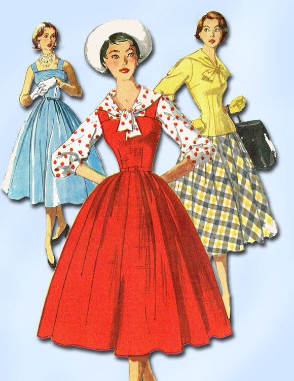 1950s Vintage Simplicity Sewing Pattern 1037 Misses' Dress or Jumper S ...