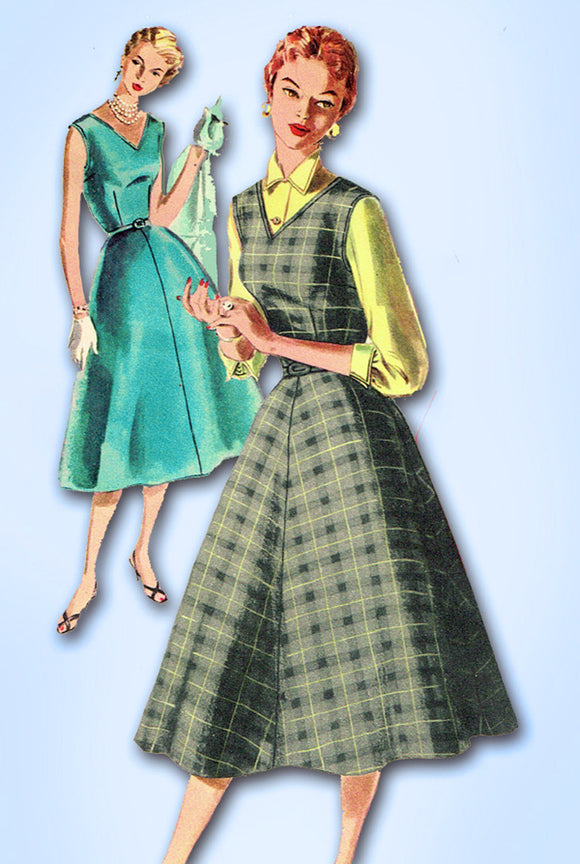 1950s Vintage Simplicity Sewing Pattern 1246 Misses Dress and Jumper S ...