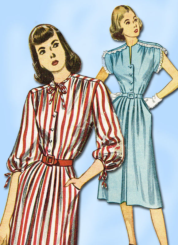 1940s Vintage Simplicity Sewing Pattern 2032 Simple Misses Day Dress ...