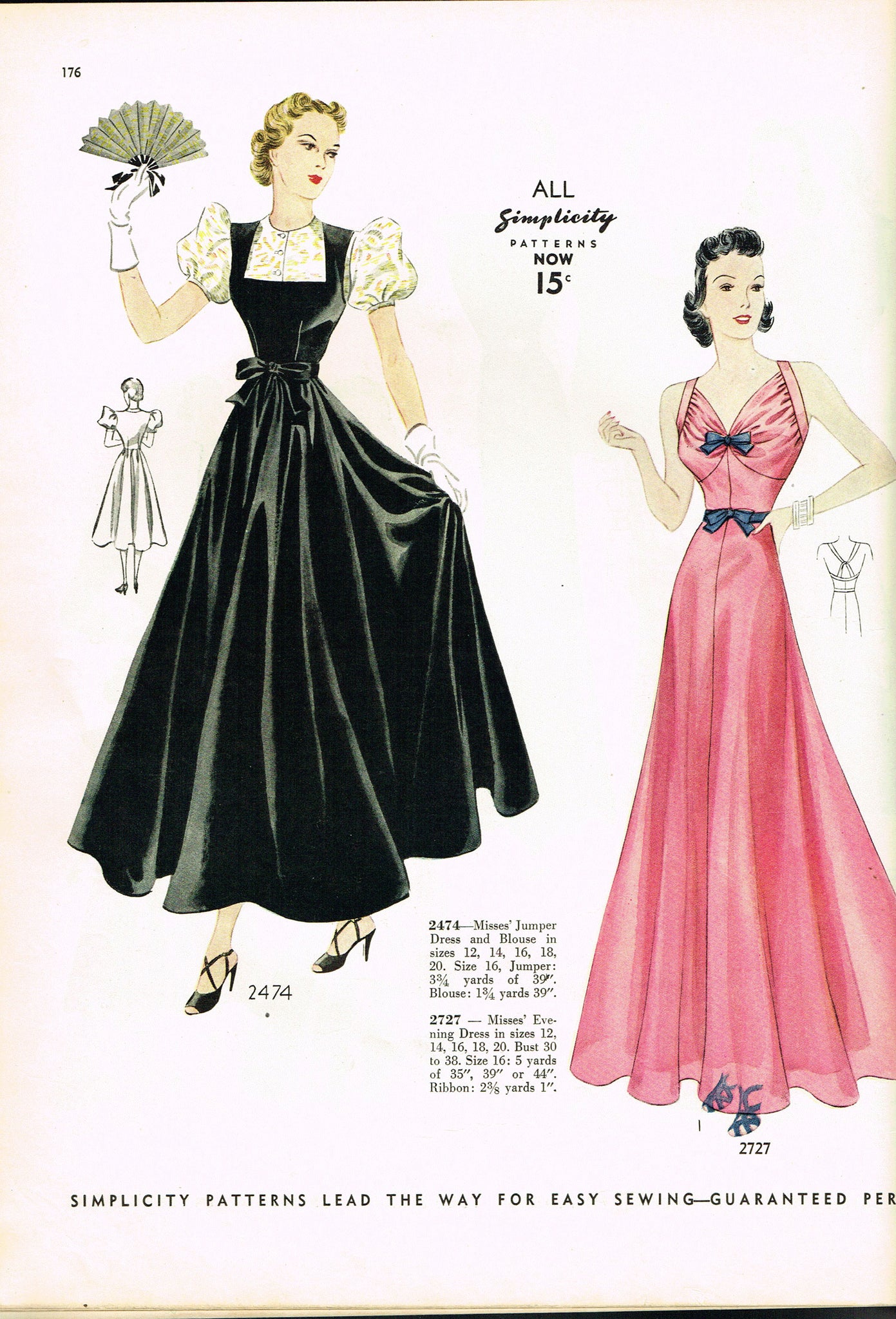 1930s Vintage Simplicity Sewing Pattern 2474 Uncut Misses Dress Gown ...