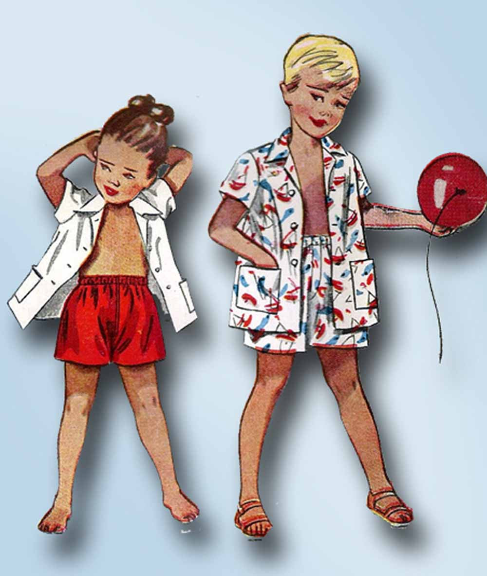1940s Vintage Simplicity Sewing Pattern 2891 Toddler Shirt and Shorts ...