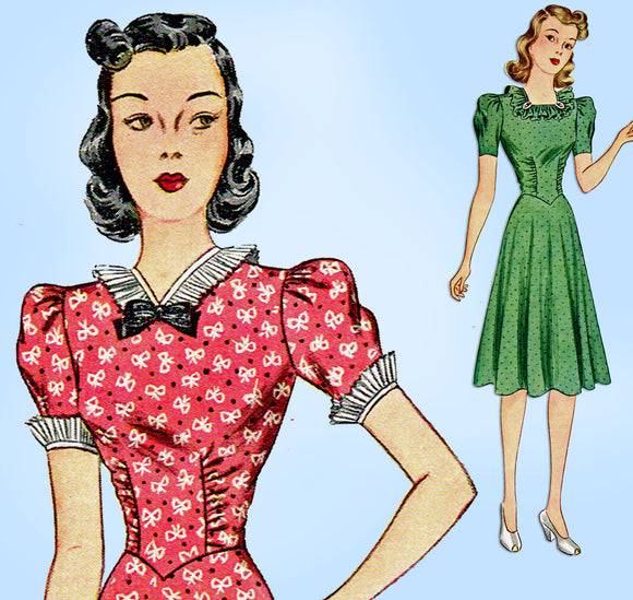 1940s Vintage Advance Sewing Pattern 3669 Junior Misses WWII Dress Siz ...